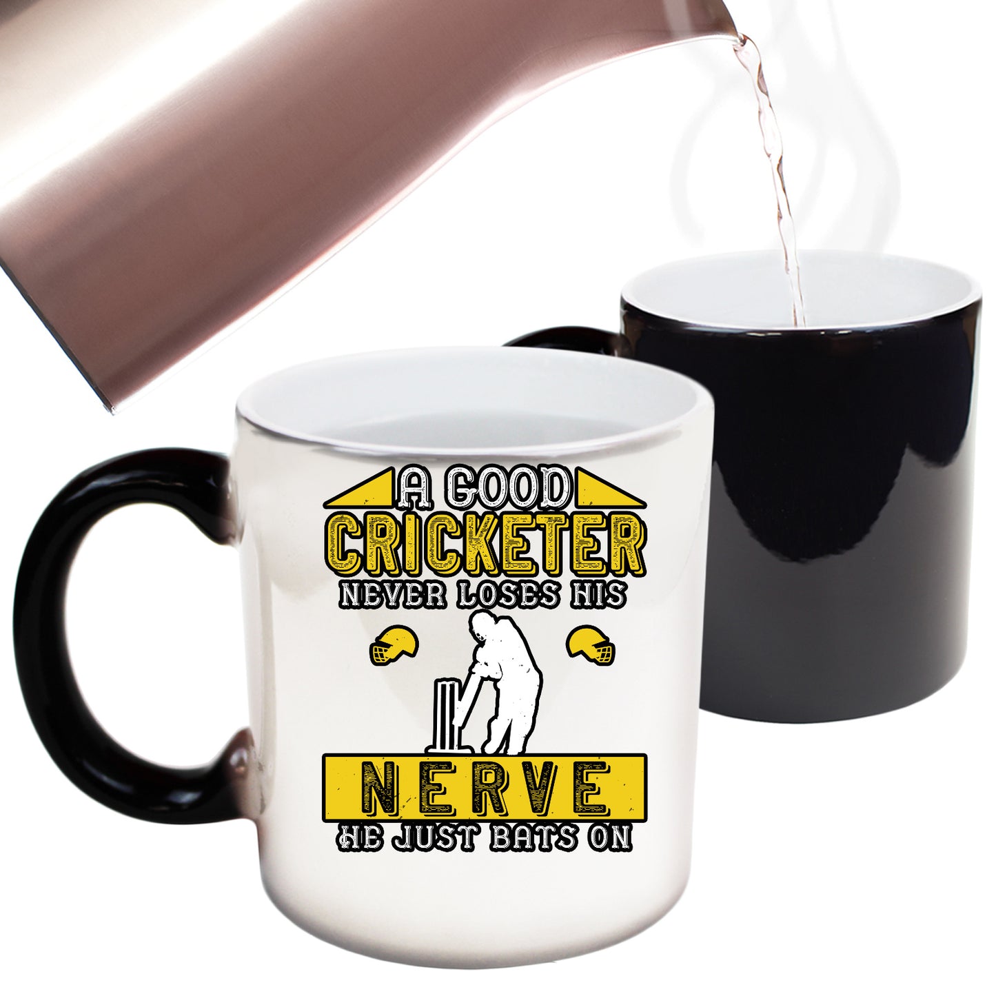 A Good Cricketer Never Loses His Nerve He Just Bats On - Funny Colour Changing Mug
