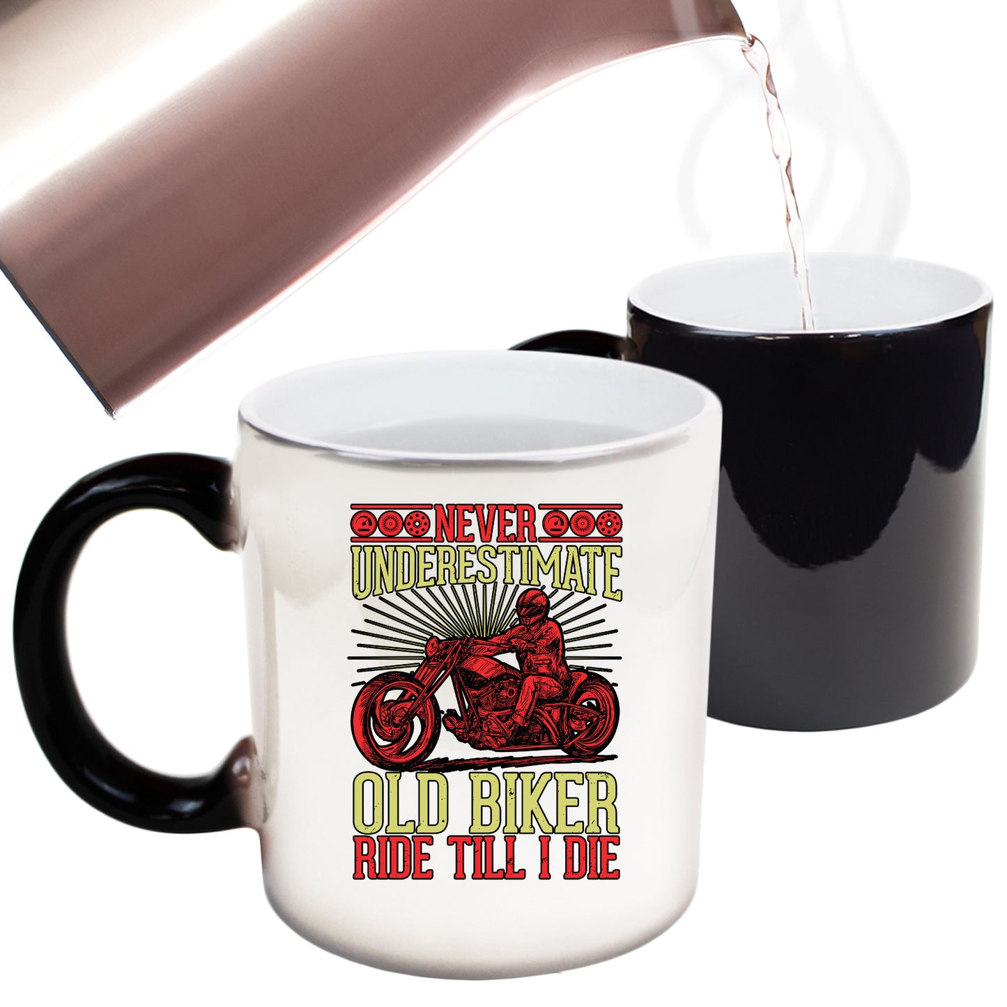 Never Underestimate Old Miker Motorbike Motorcycle - Funny Colour Changing Mug