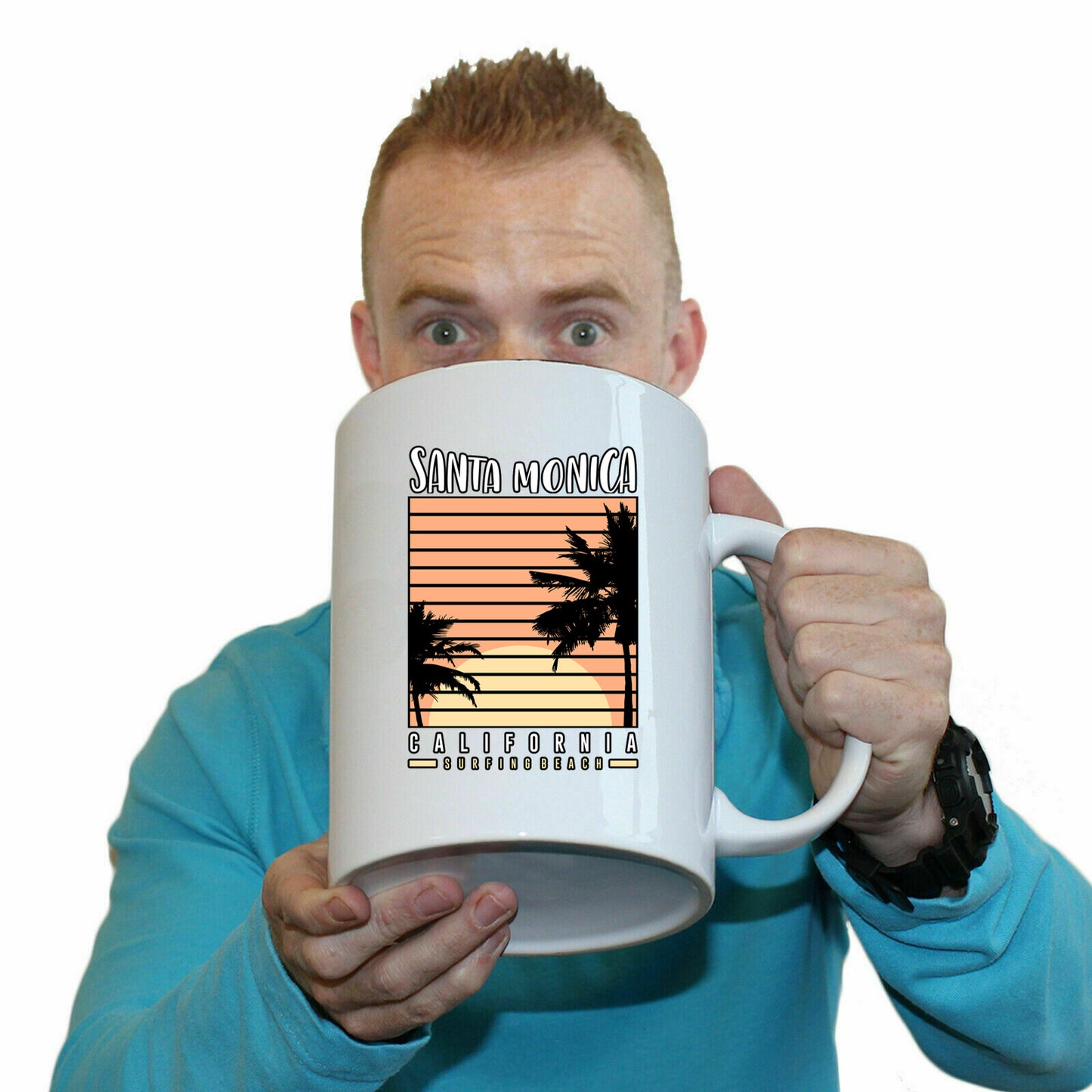 Santa Monica California Surfing Surf - Funny Giant 2 Litre Mug