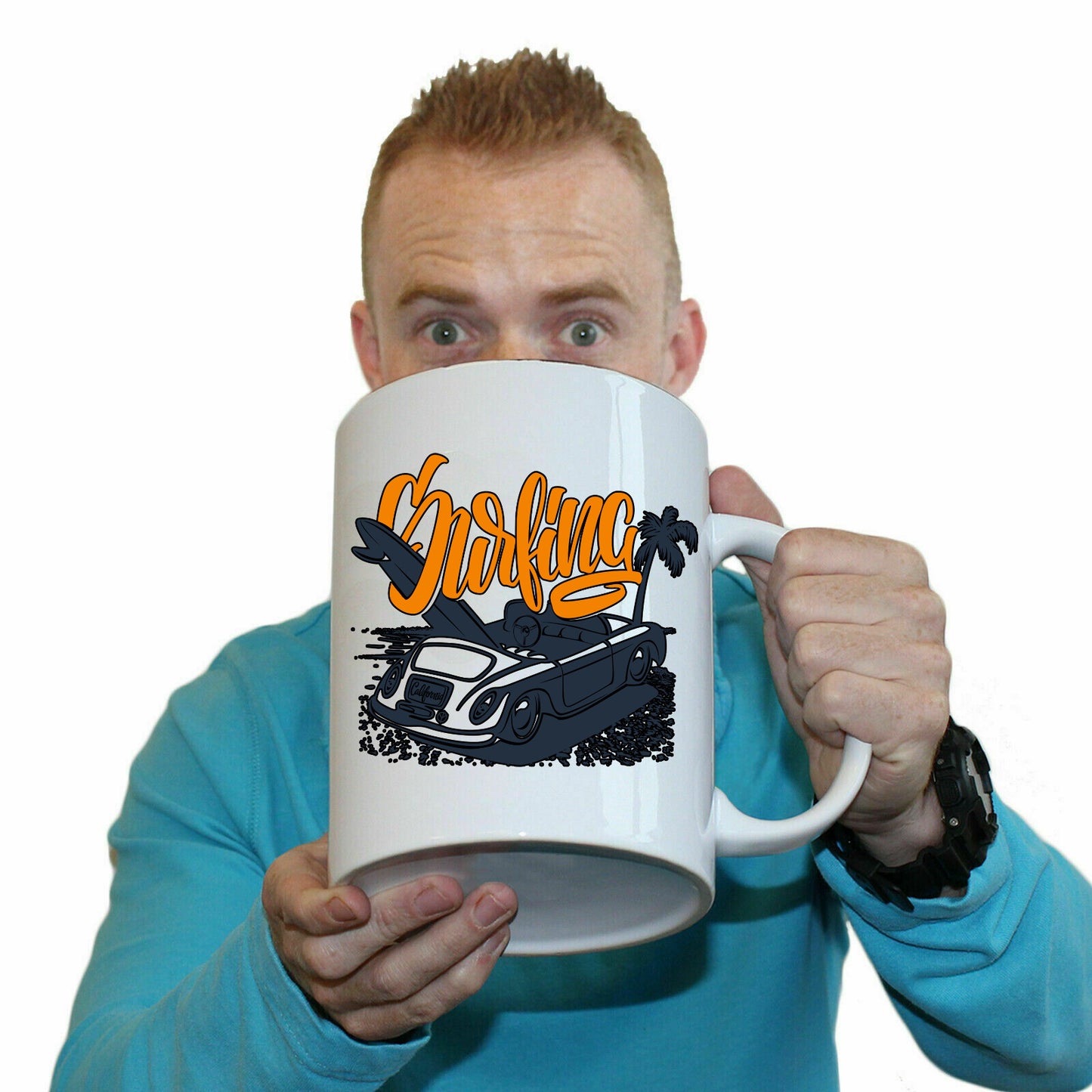Surfing California Surf Car - Funny Giant 2 Litre Mug