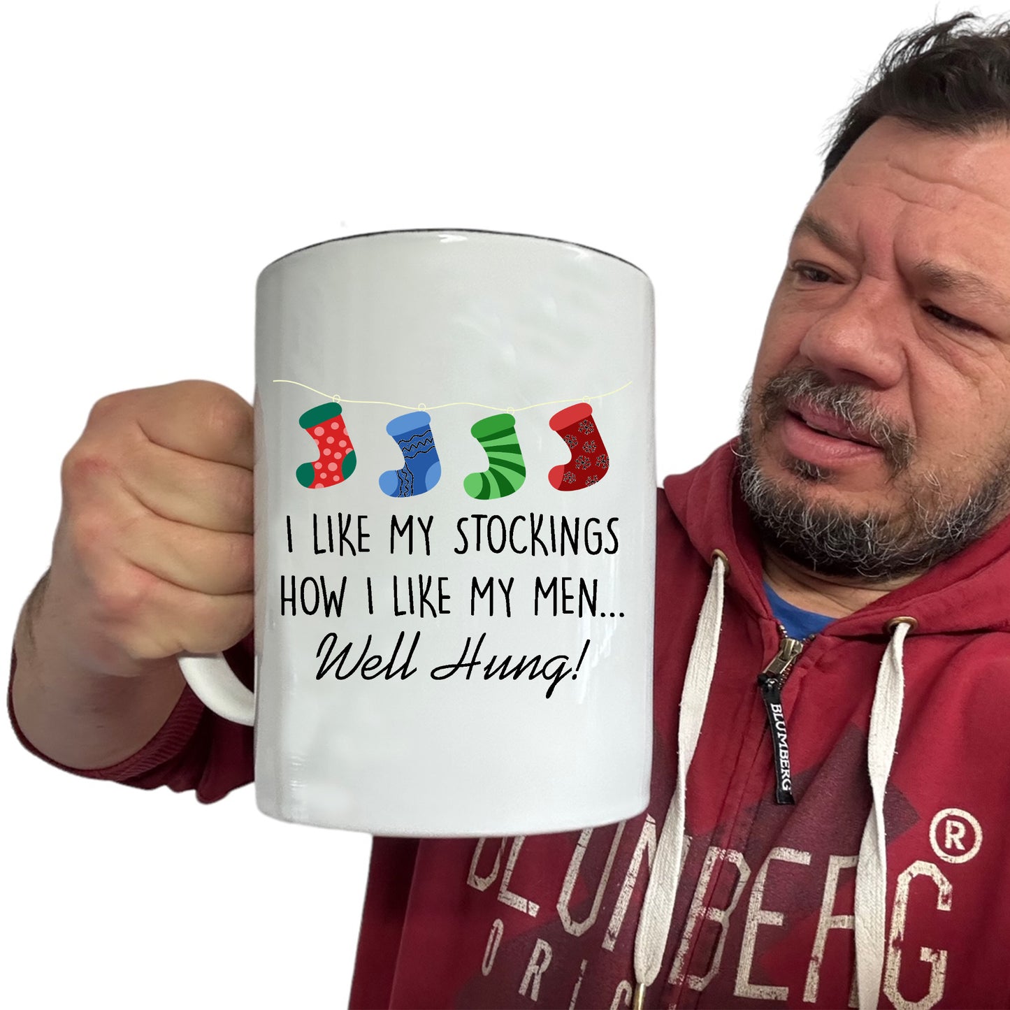 Christmas Xmas I Like My Stockings Well Hung - Funny Giant 2 Litre Mug