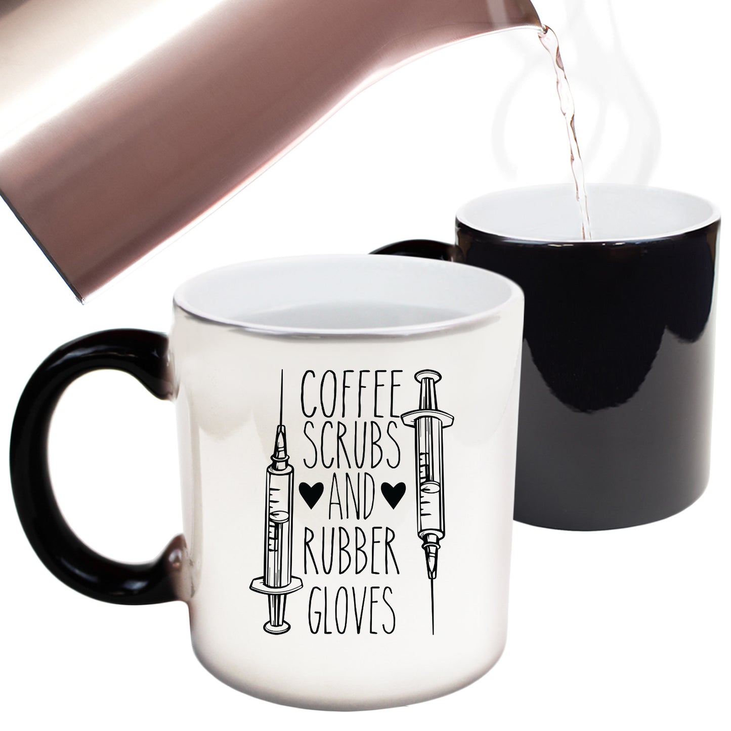 Coffee Scrubs And Rubber Gloves - Funny Colour Changing Mug