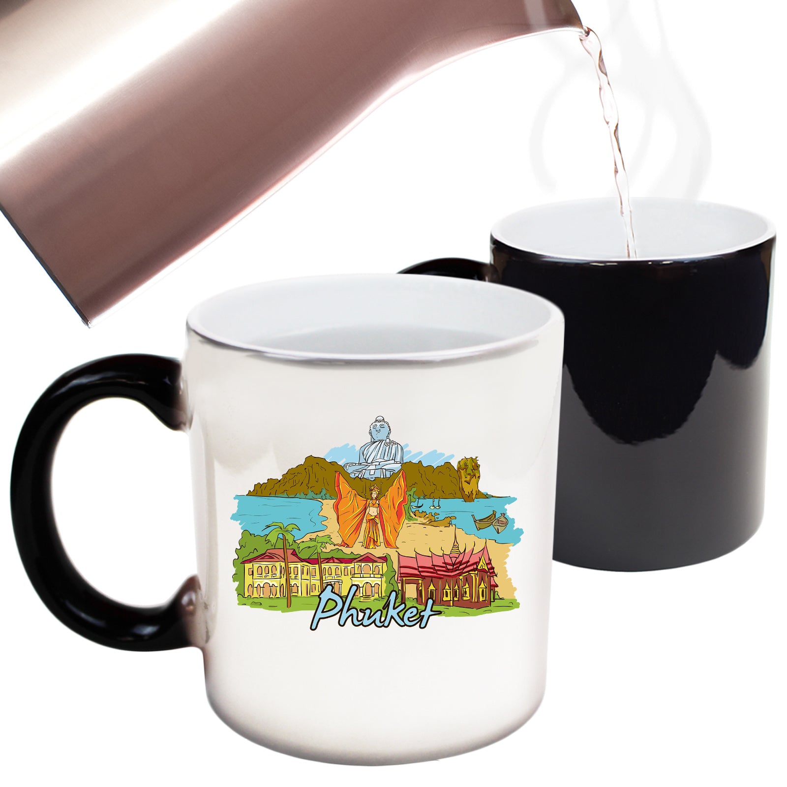 Phuket Thailand Country Flag Destination - Funny Colour Changing Mug
