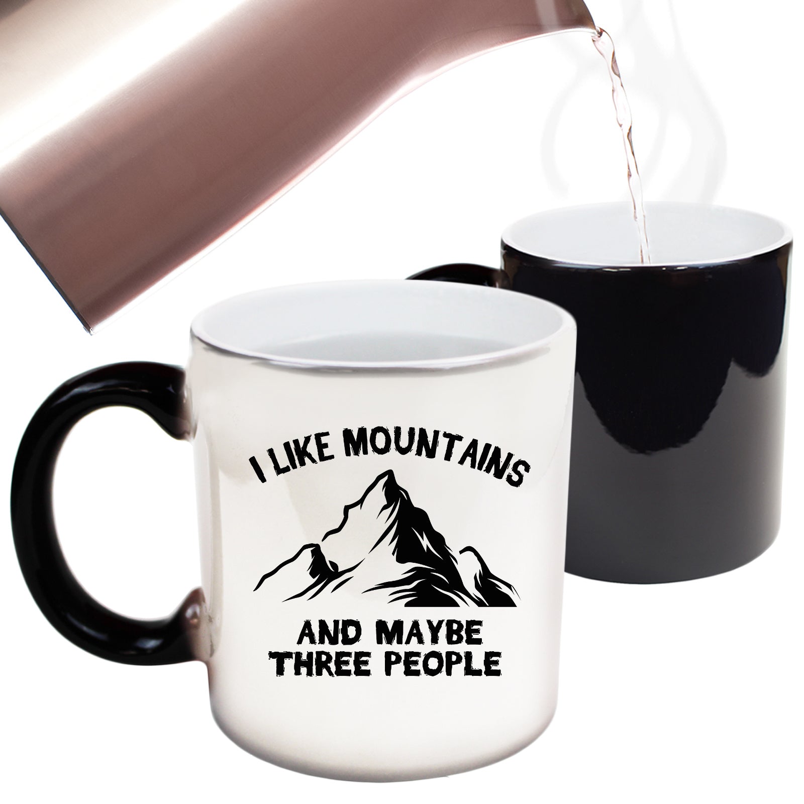 I Live Mountains And 3 People Mountain Climbing - Funny Colour Changing Mug