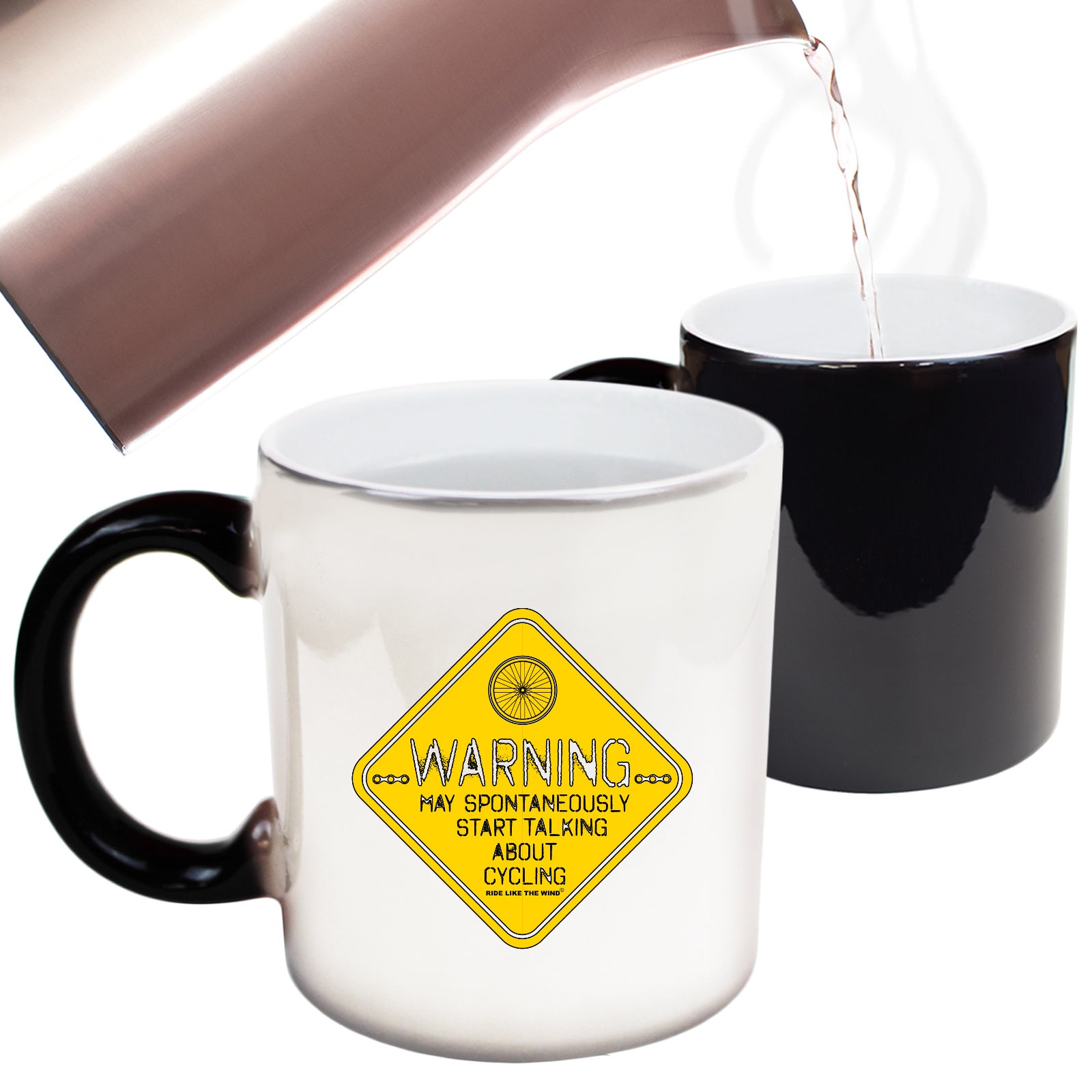 Rltw Warning May Spontaneously Start Talking About Cycling - Funny Colour Changing Mug
