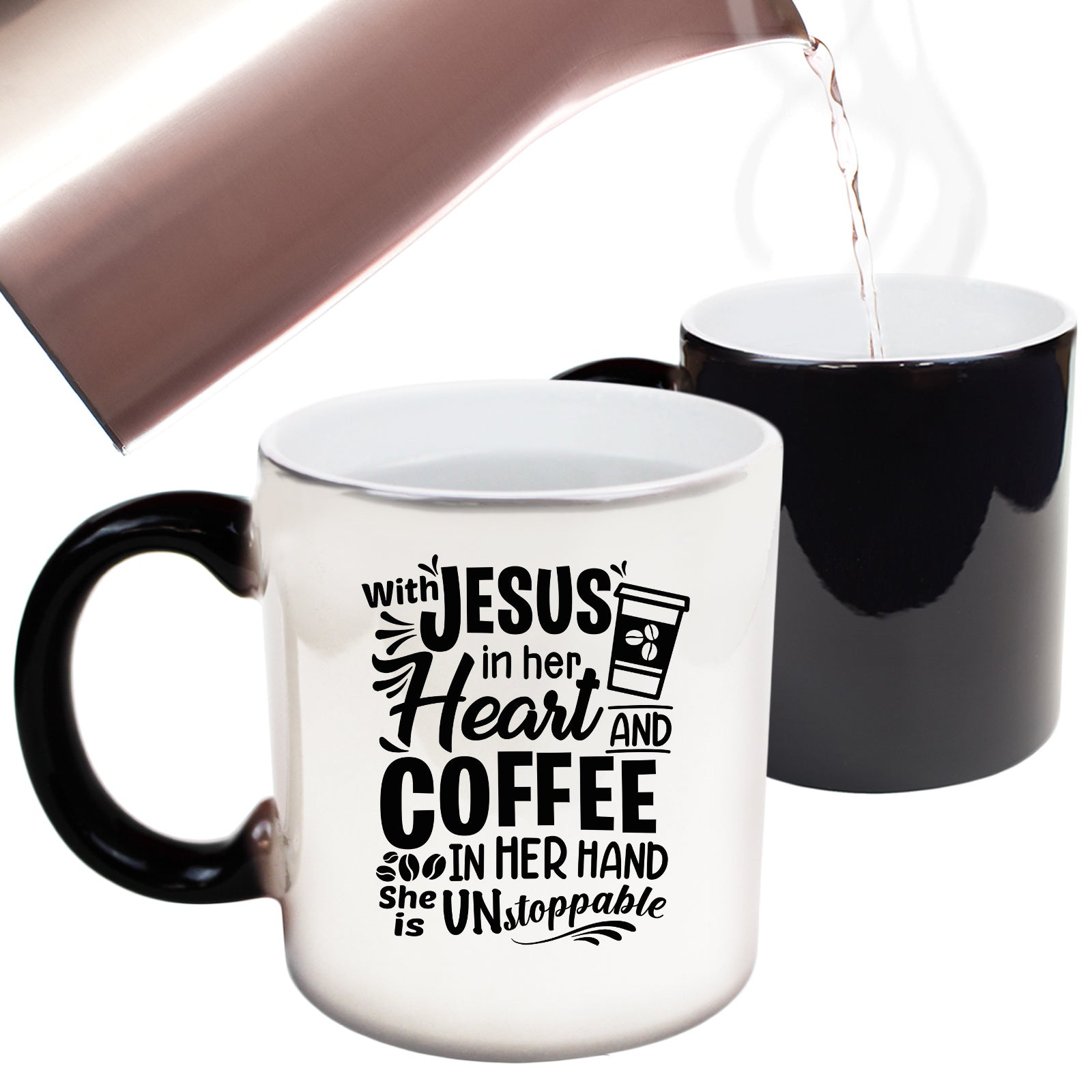 Jesus In Heart Coffee In Hand God Christian - Funny Colour Changing Mug