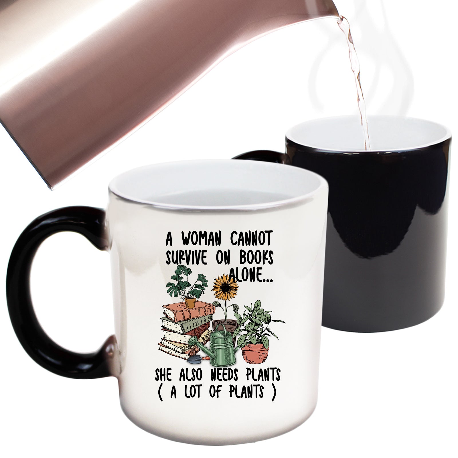 Woman Cannot Survive On Books Gardening Plants - Funny Colour Changing Mug