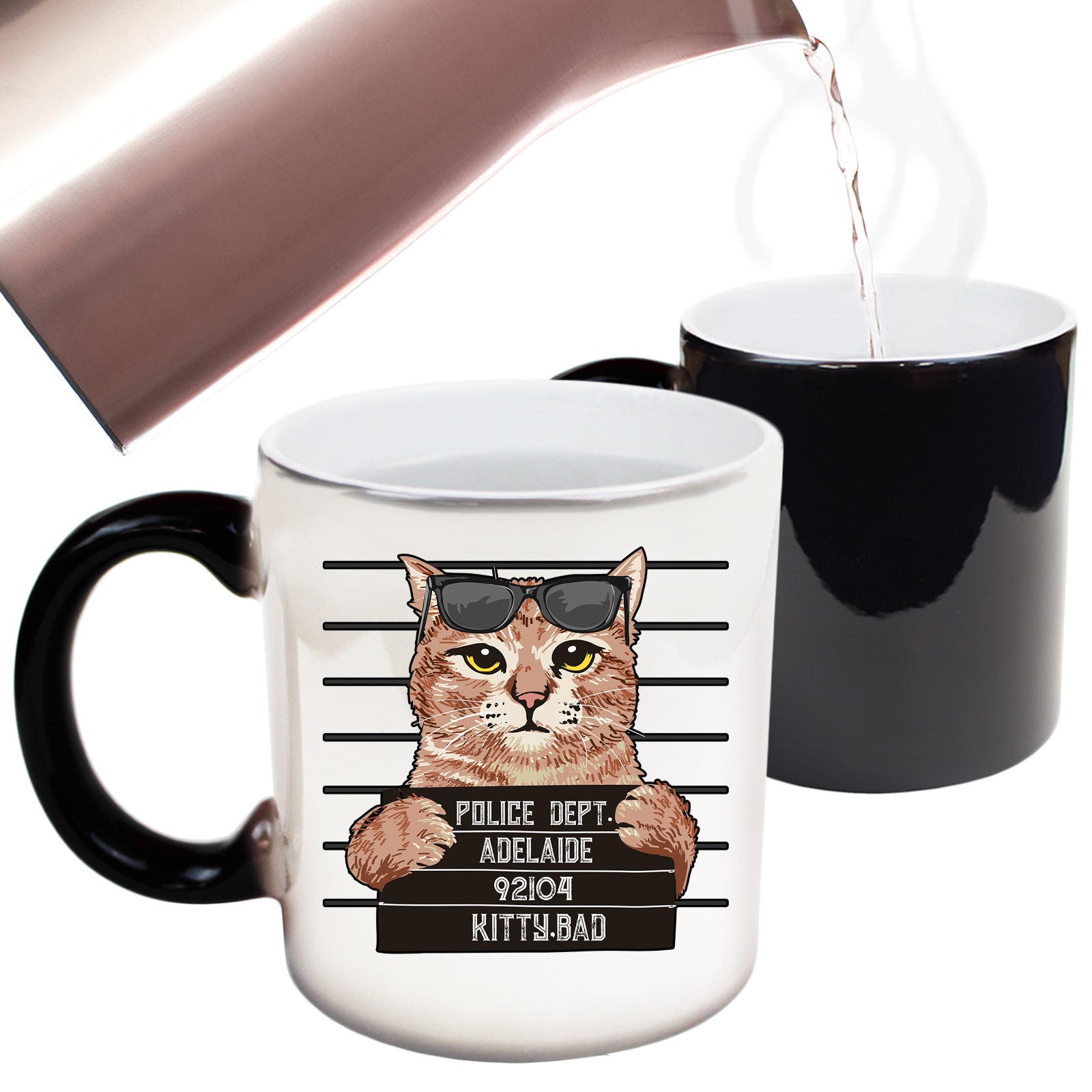 Arrested Kitty Bad Adealide Cat Kitten Pussy Cats - Funny Colour Changing Mug