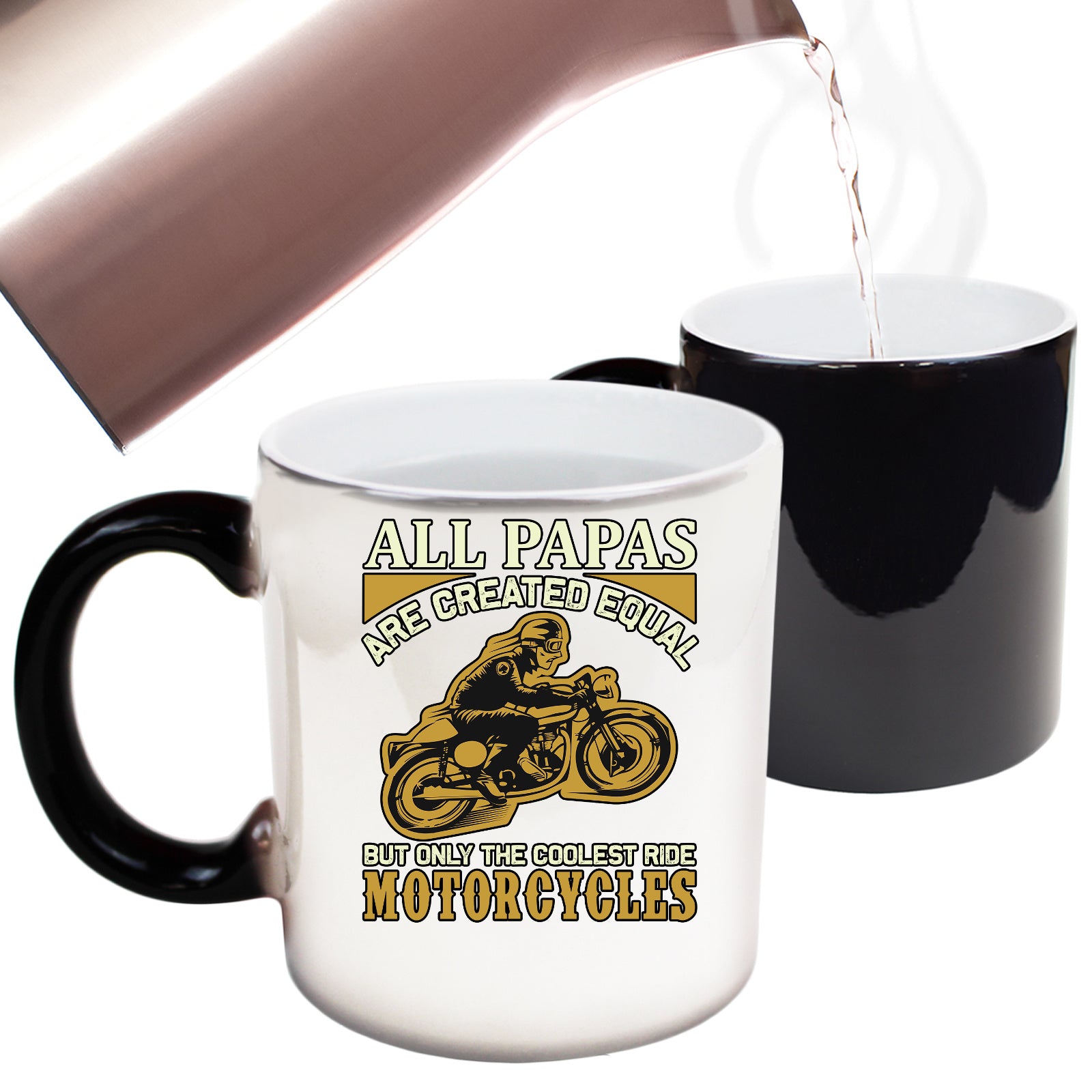 All Papas Are Created Equal But Only The Coolest Ride Motorcycles - Funny Colour Changing Mug
