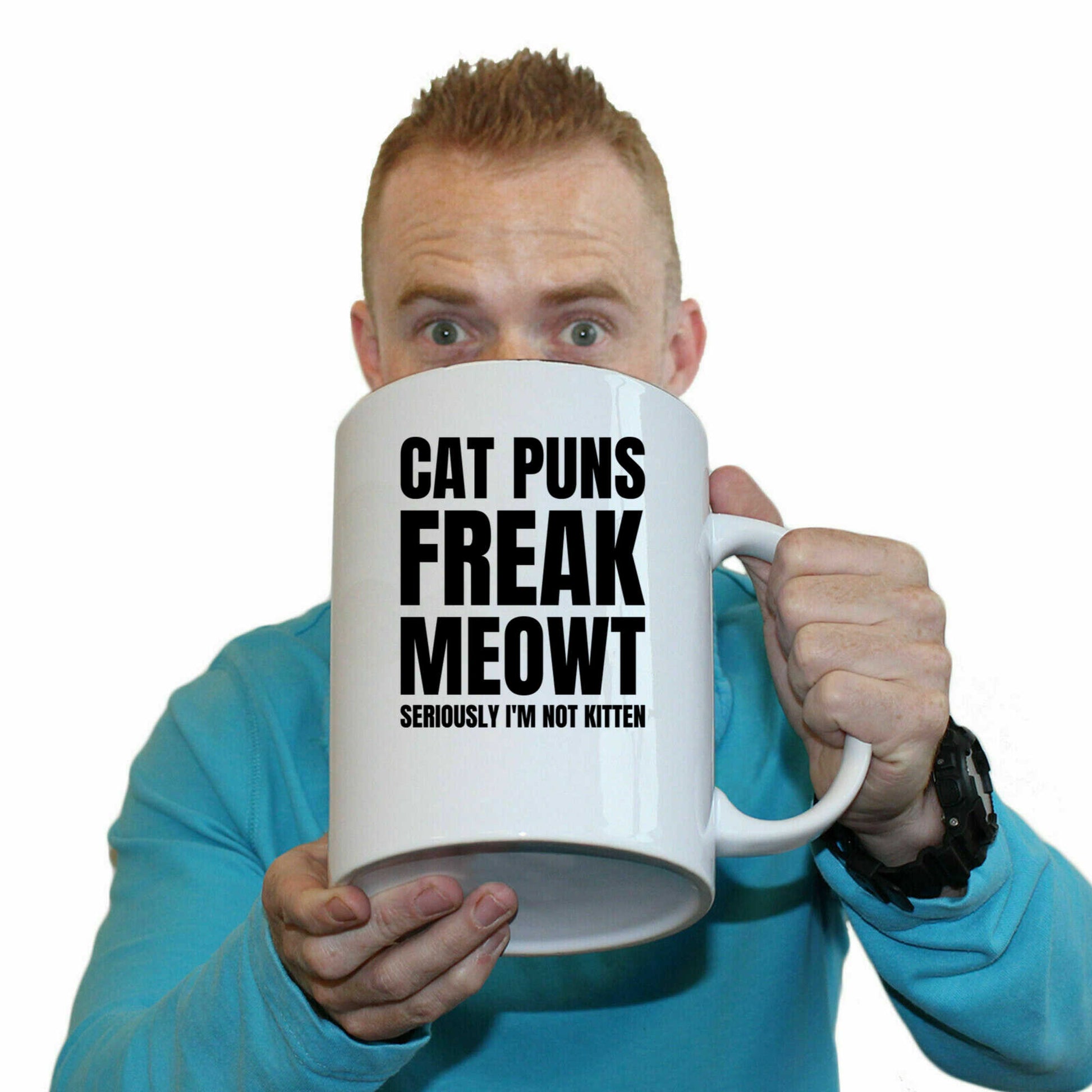 Cat Puns Freak Meowt Cats - Funny Giant 2 Litre Mug