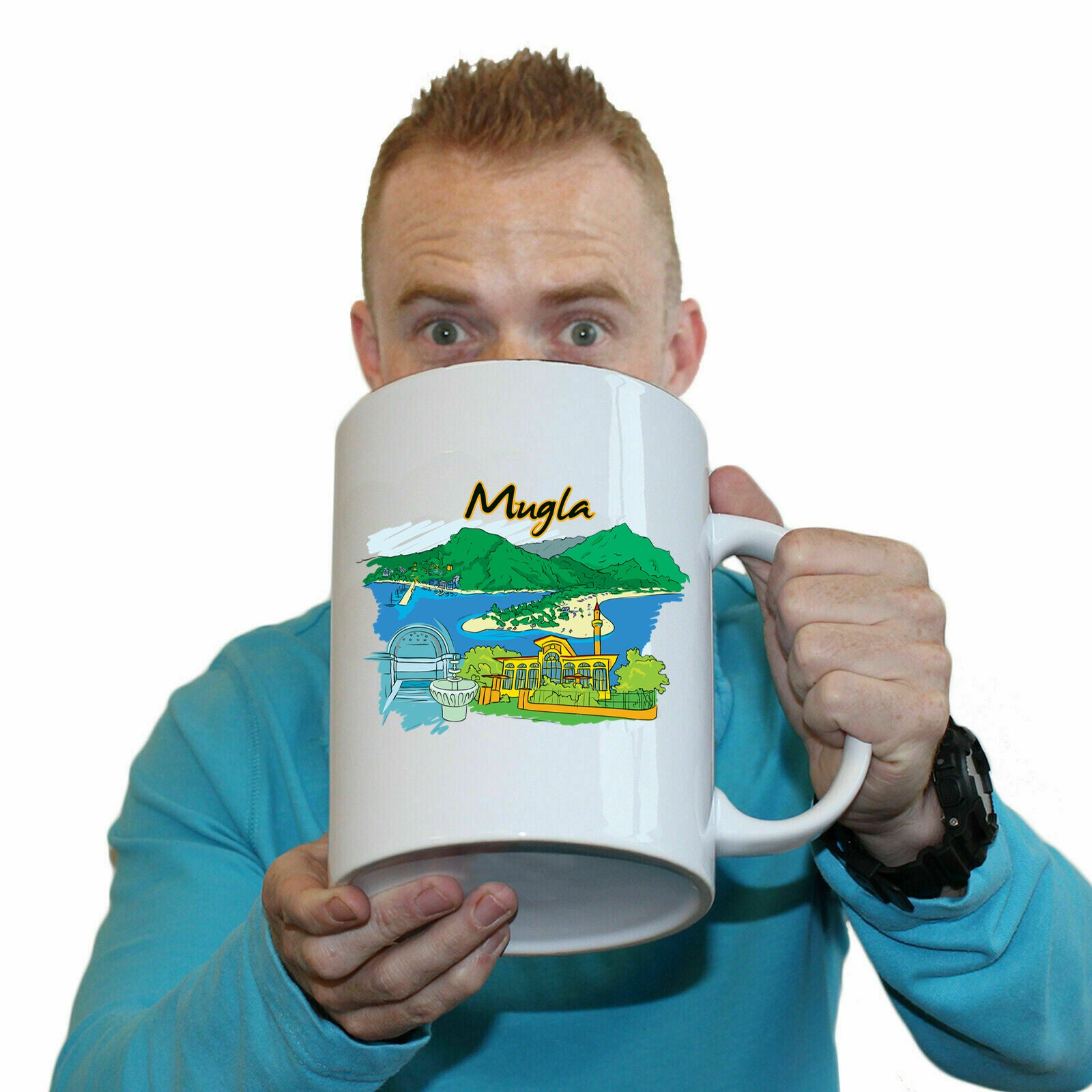 Mugla Turkey Country Flag Destination - Funny Giant 2 Litre Mug