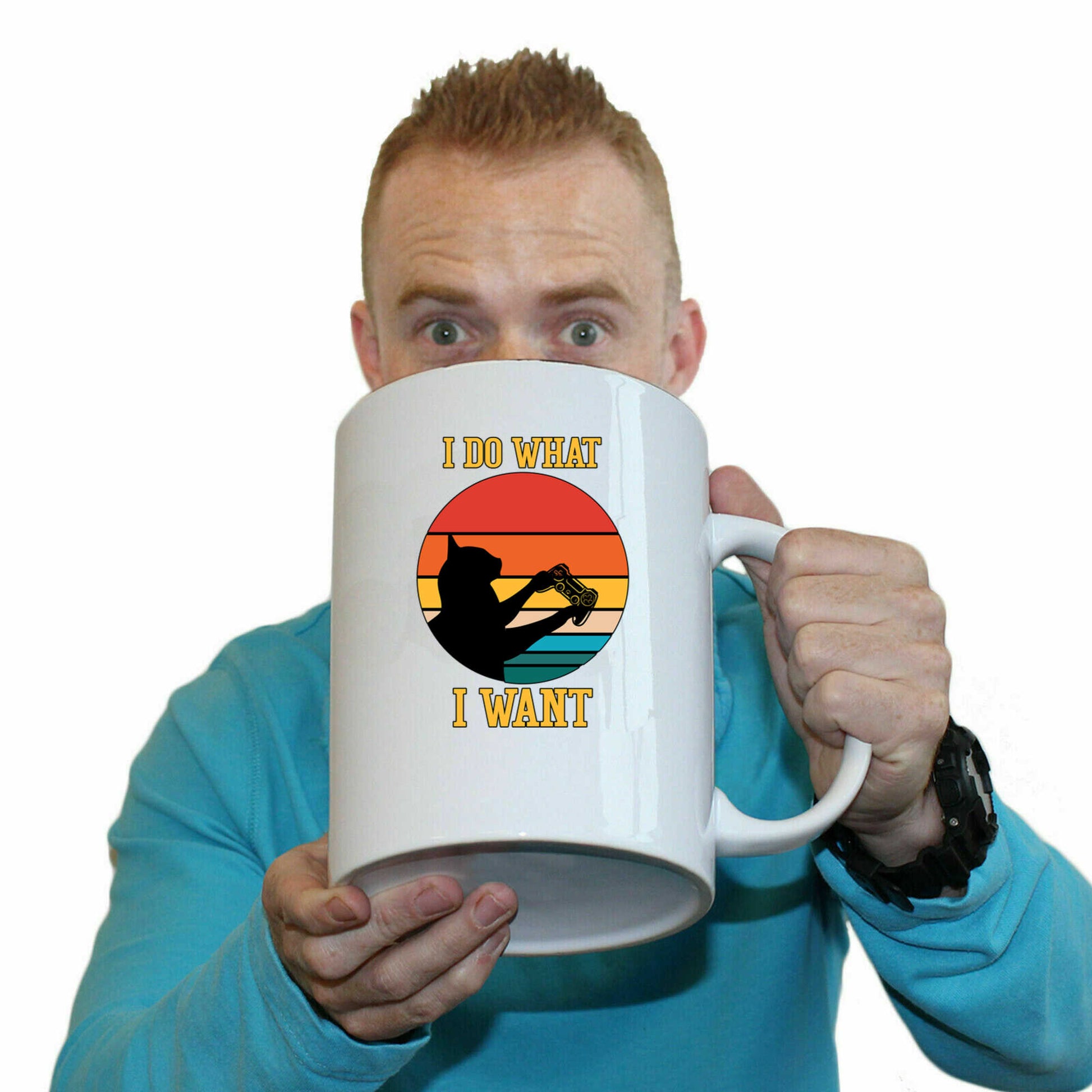 I Do What I Want Cat Gamer Games Cats - Funny Giant 2 Litre Mug
