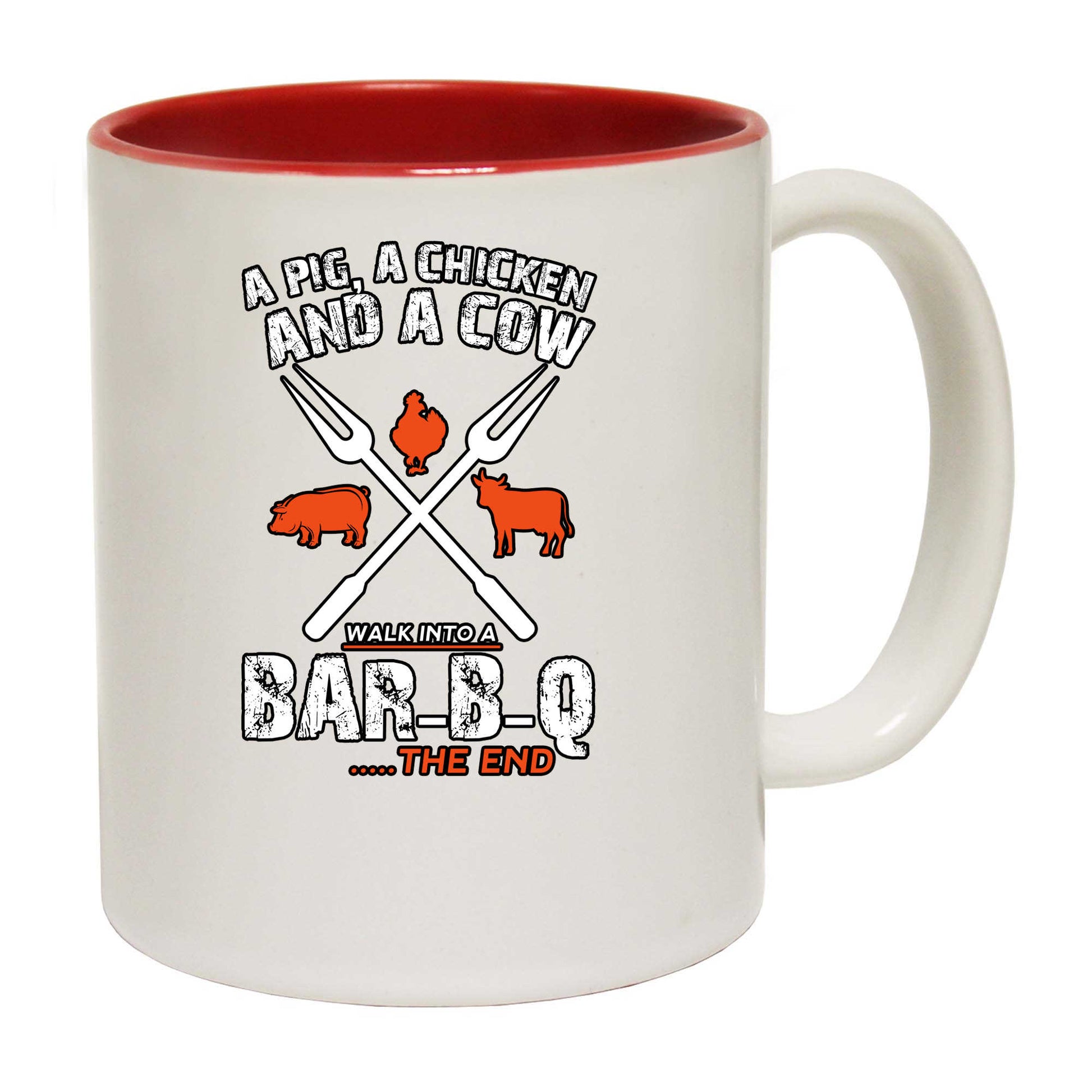 Bbq Cow Pig Chicken Walk Into A Bar B Q The End - Funny Coffee Mug