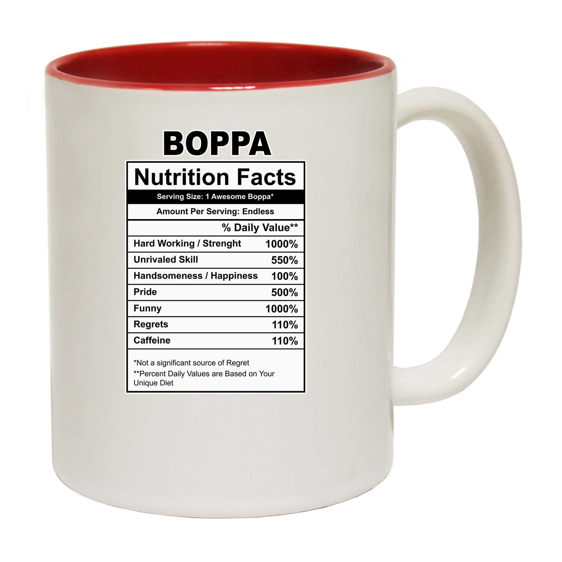 Boppa Nutrition Facts - Funny Coffee Mug