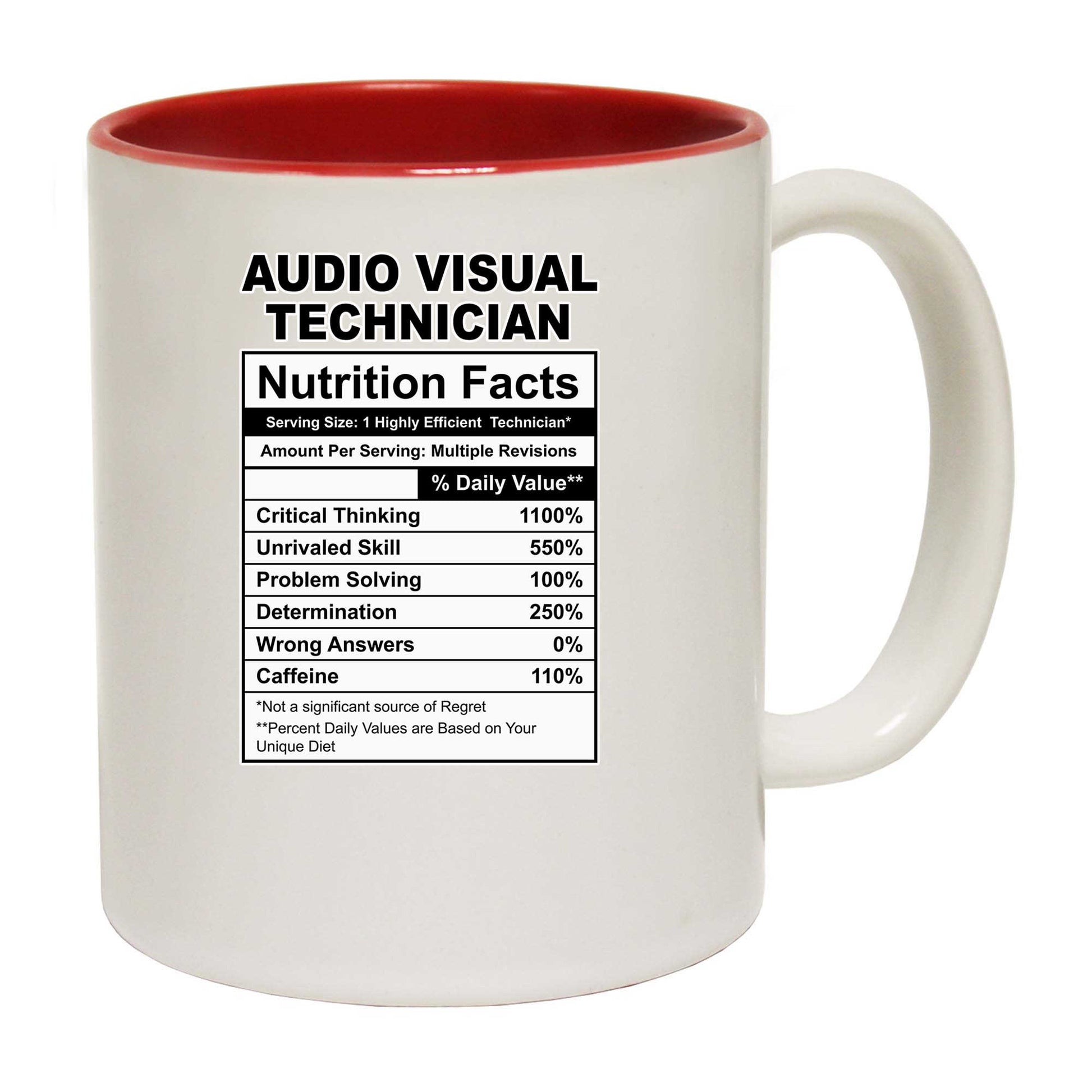 Audio Visual Technician Nutrition Facts - Funny Coffee Mug