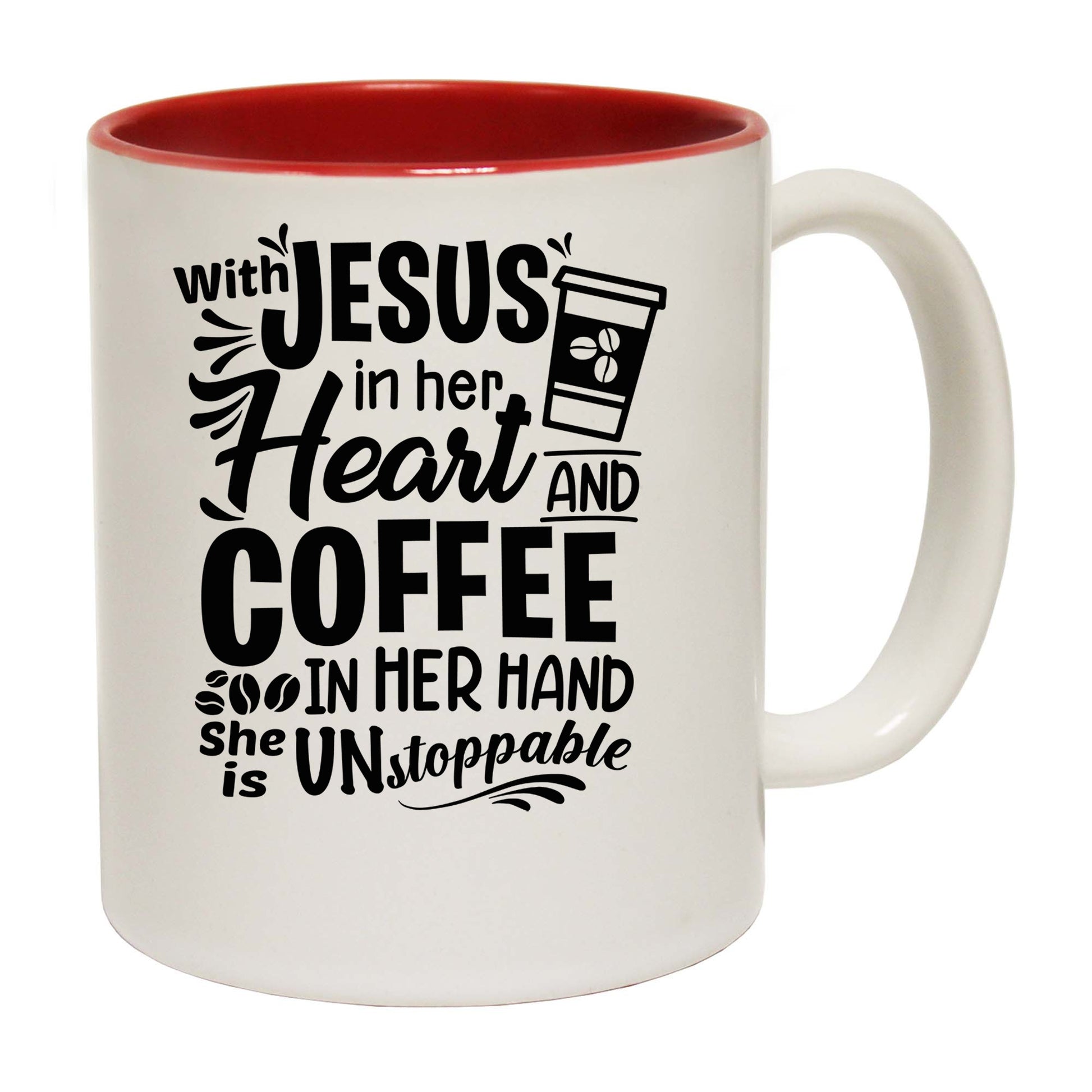 Jesus In Heart Coffee In Hand God Christian - Funny Coffee Mug