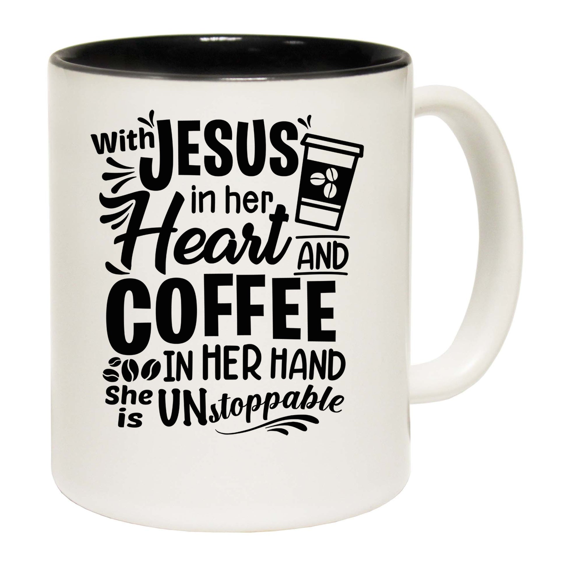 Jesus In Heart Coffee In Hand God Christian - Funny Coffee Mug