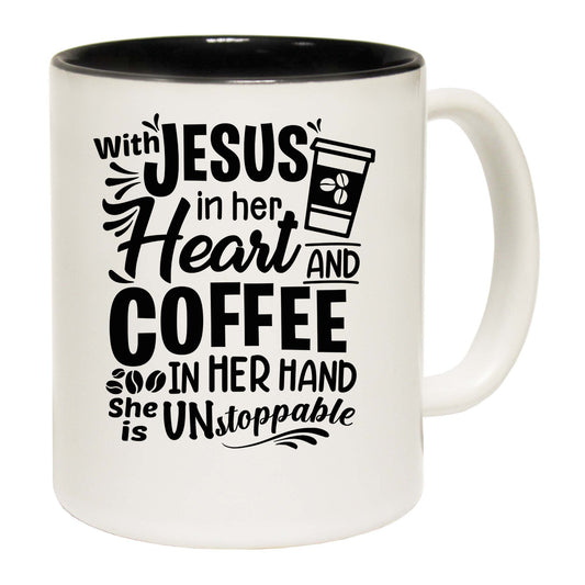 Jesus In Heart Coffee In Hand God Christian - Funny Coffee Mug