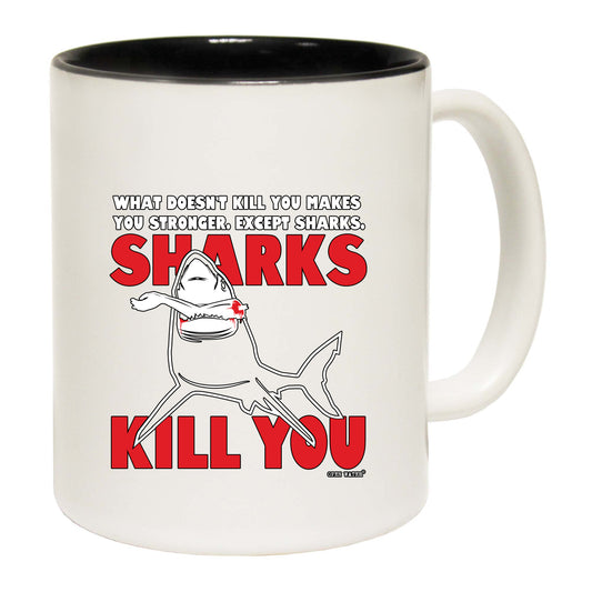Ow Sharks Kill You - Funny Coffee Mug