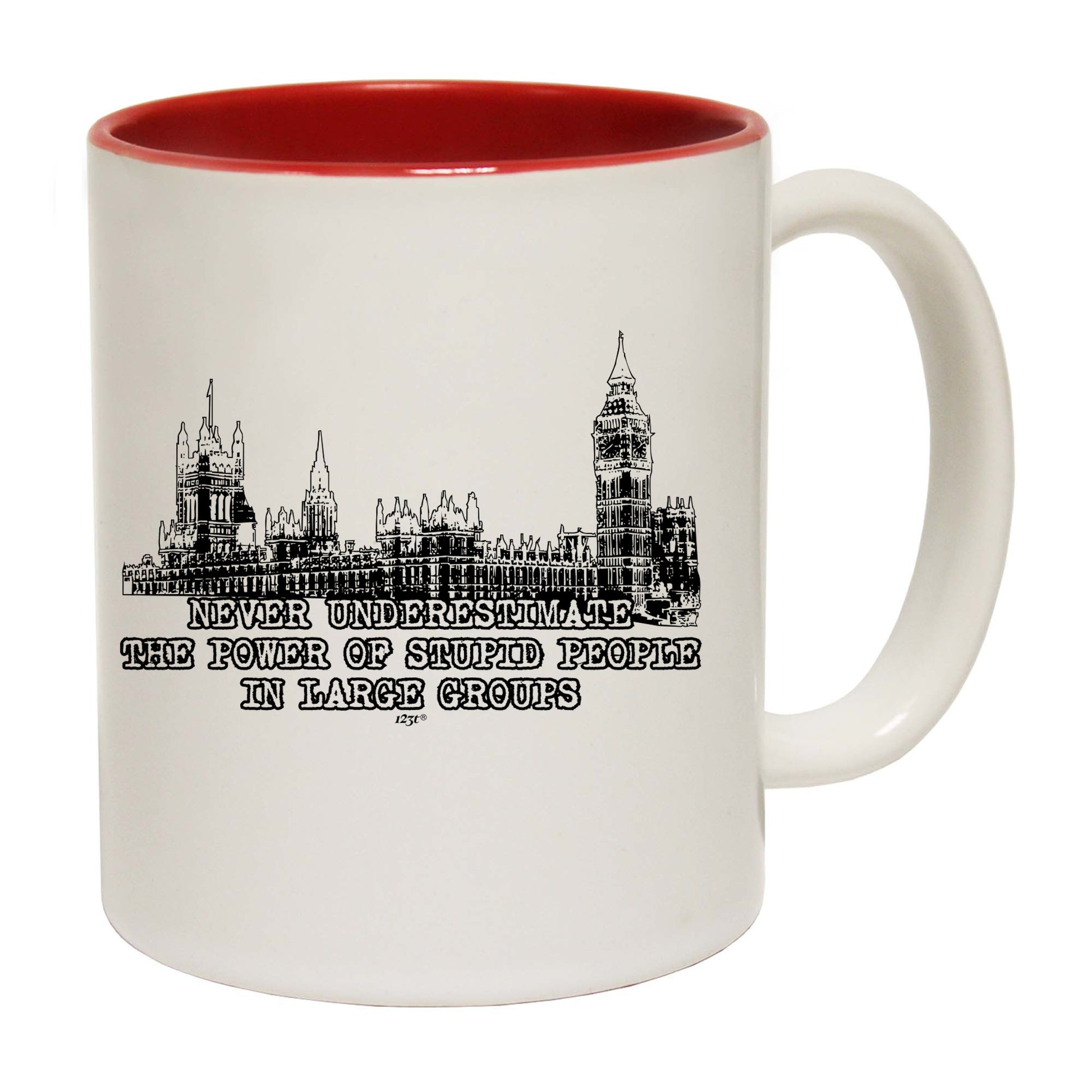 Never Understimate Stupid People In Large Groups - Funny Coffee Mug